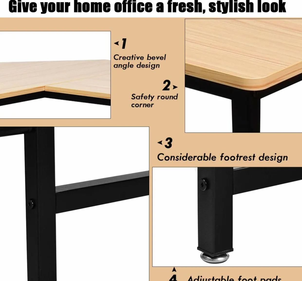 Tangkula L-Shaped Corner Computer Desk