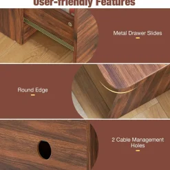 Tangkula L-Shaped Desk with 2 Storage Drawers, 59” Corner Computer Desk with File Drawer & Open Shelf