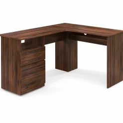 Tangkula L-Shaped Desk with 2 Storage Drawers, 59” Corner Computer Desk with File Drawer & Open Shelf