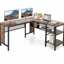 Tangkula L-shaped Office Desk, 59 Inch Large Corner Desk