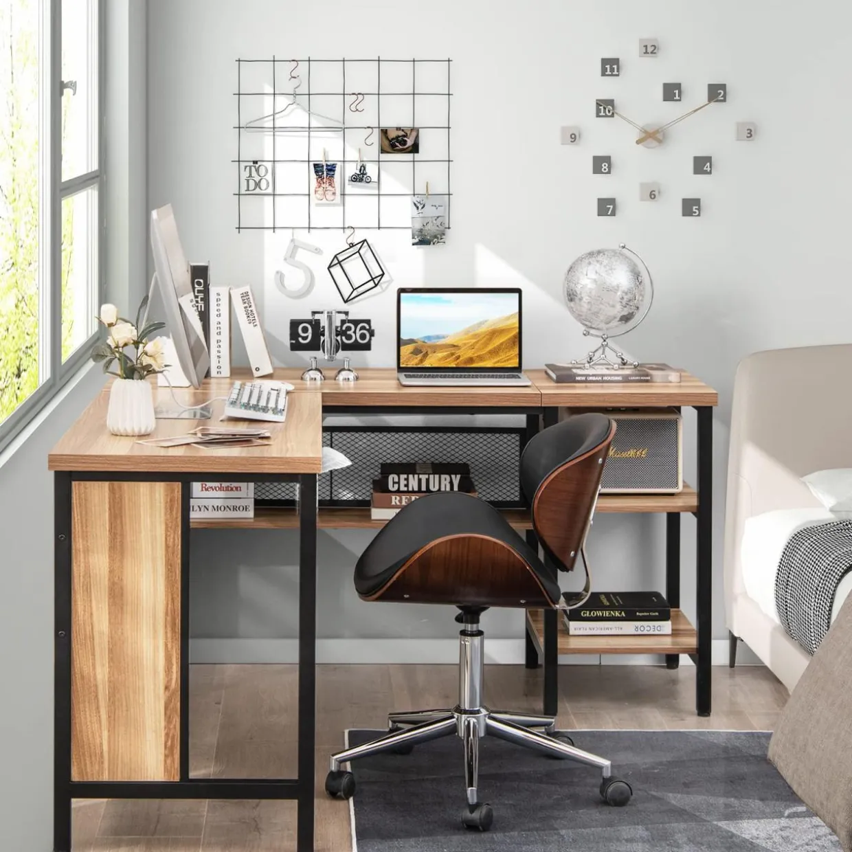 Tangkula L-shaped Office Desk, 59 Inch Large Corner Desk