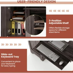 Tangkula L-Shaped Office Desk with Storage Drawers & Keyboard Tray