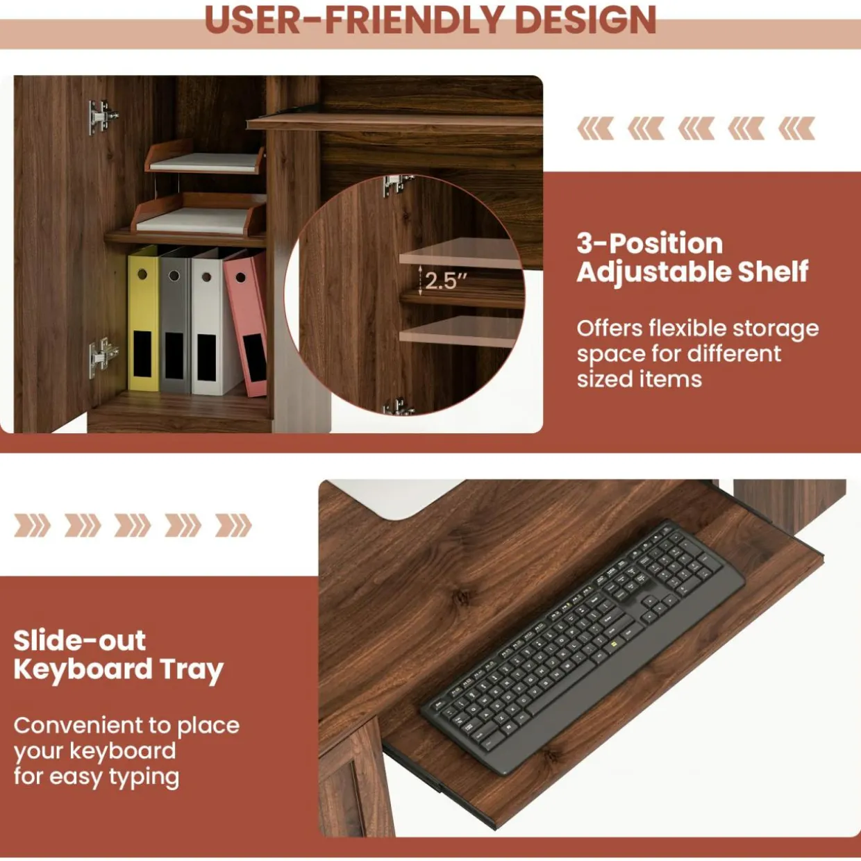 Tangkula L-Shaped Office Desk with Storage Drawers & Keyboard Tray