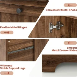 Tangkula L-Shaped Office Desk with Storage Drawers & Keyboard Tray