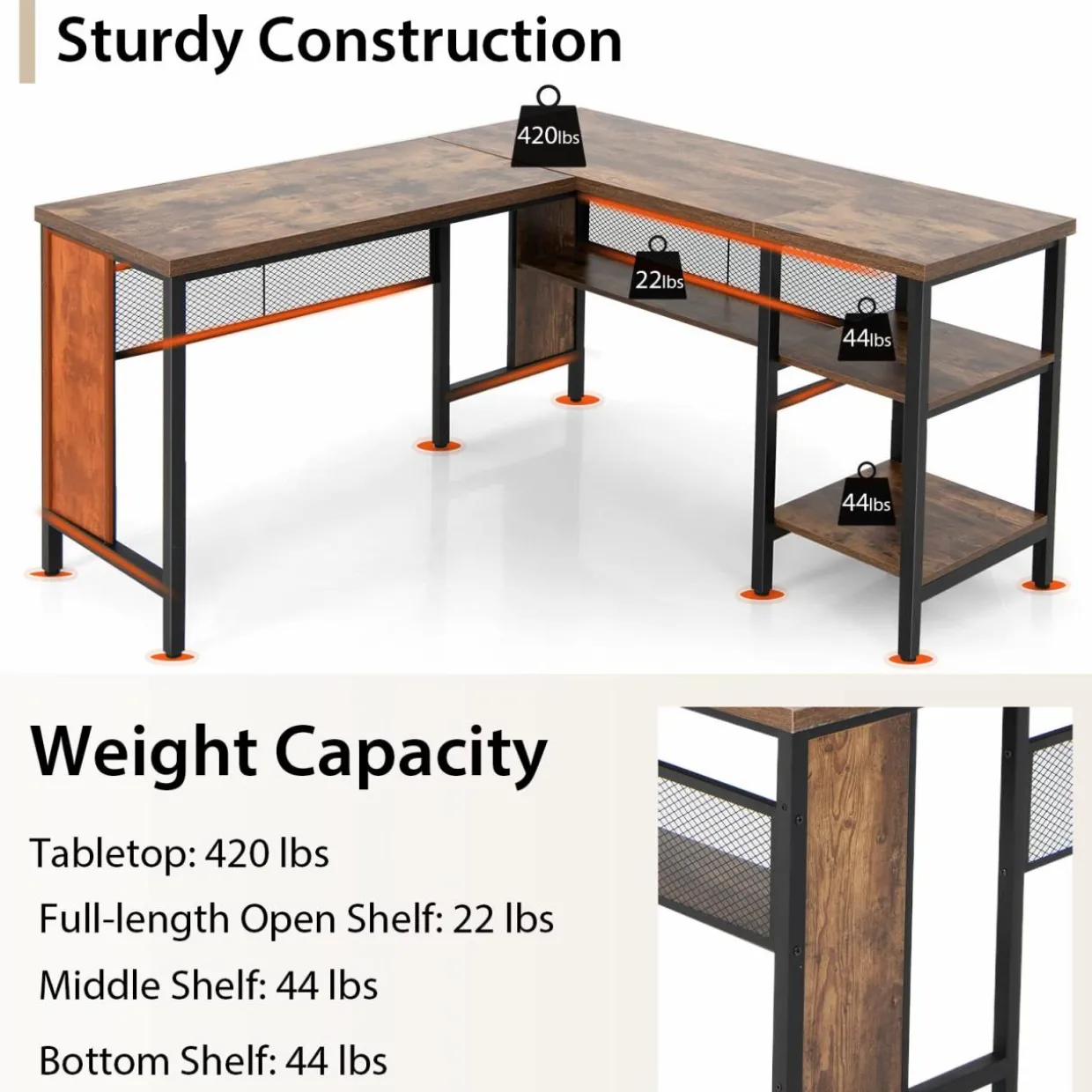 Tangkula L-shaped Office Desk, 59 Inch Large Corner Desk
