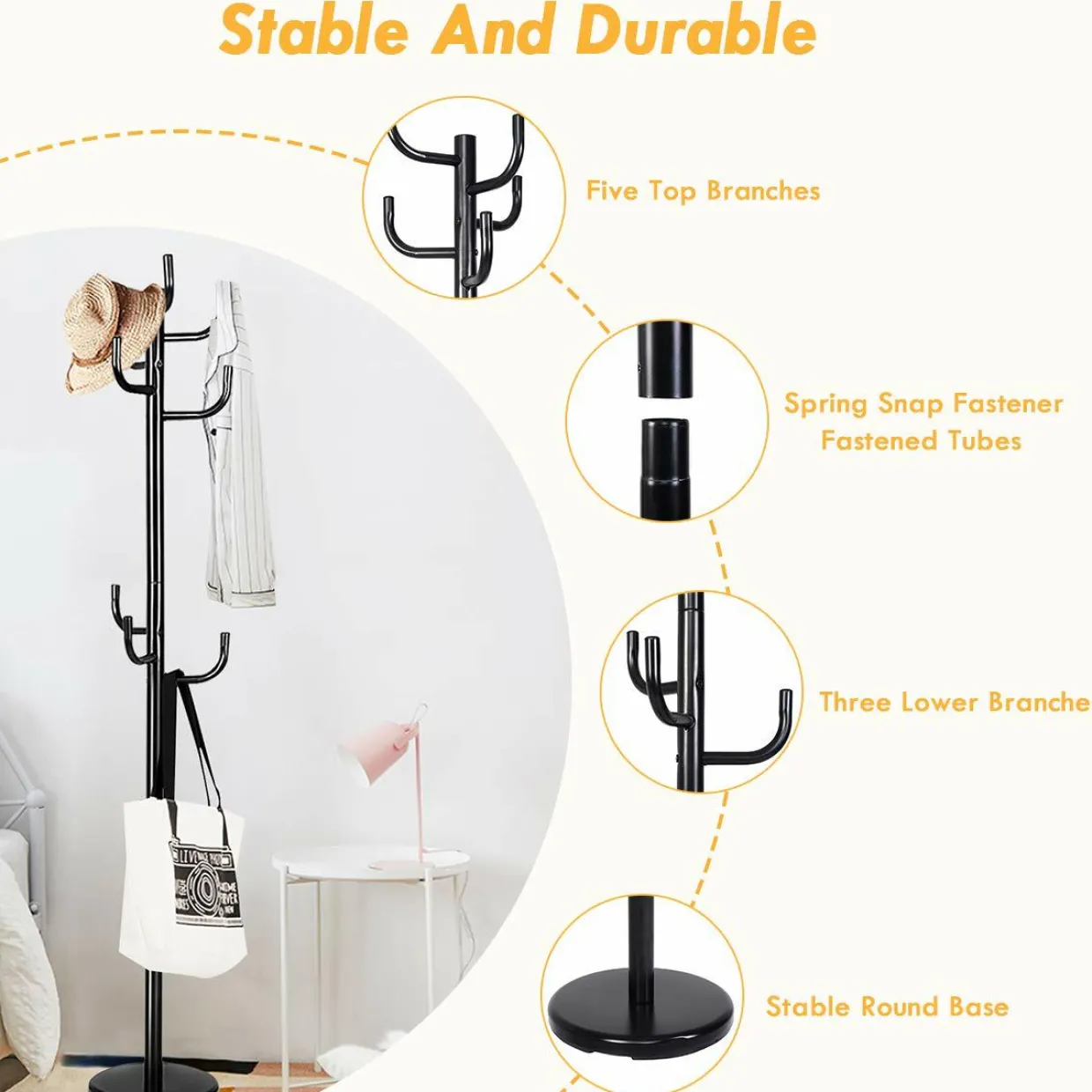 Tangkula Metal Coat Rack Hat Stand