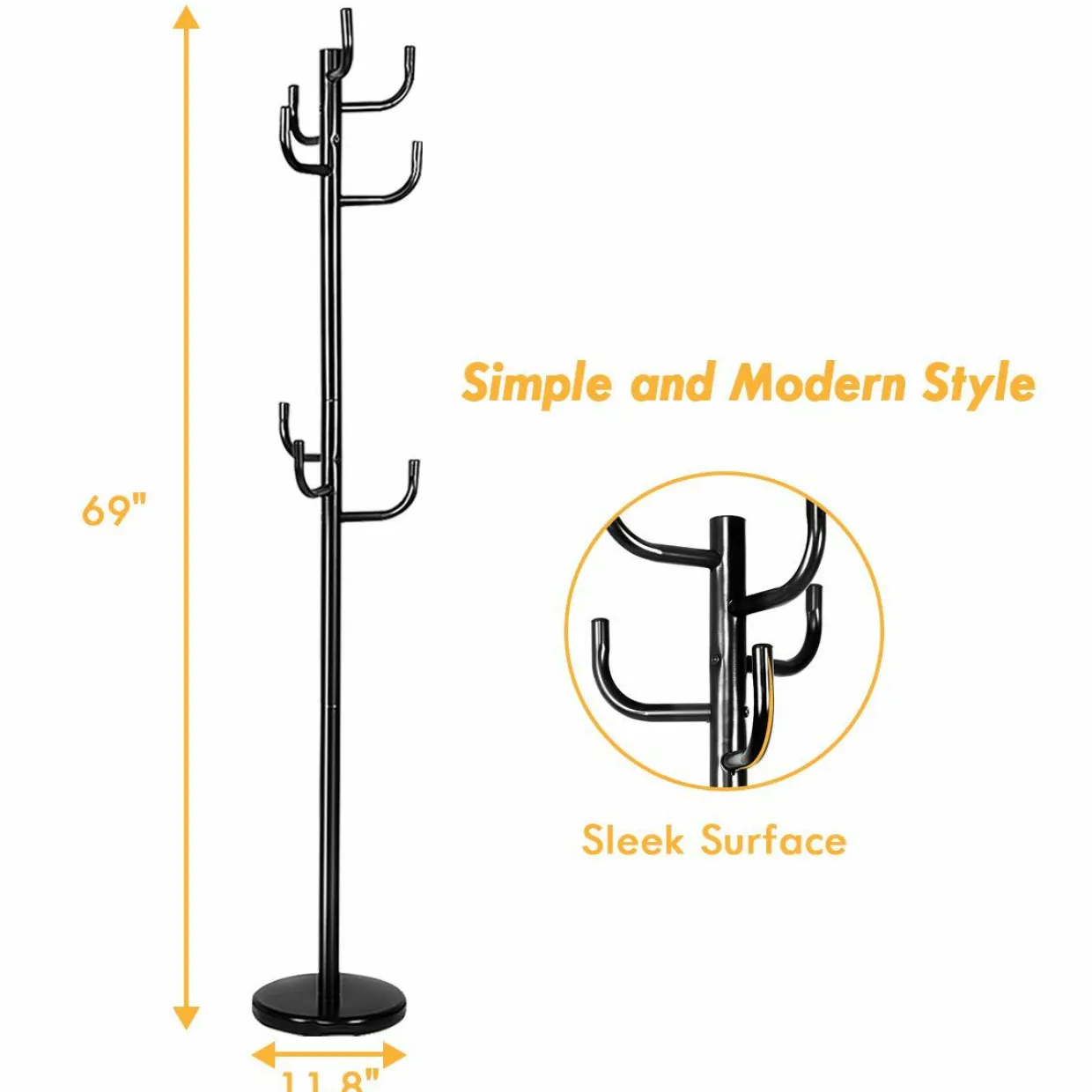 Tangkula Metal Coat Rack Hat Stand