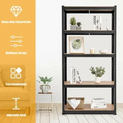 Tangkula Metal Storage Shelves, Heavy Duty Steel 5 Tier, Garage Organization Storage Rack, 36