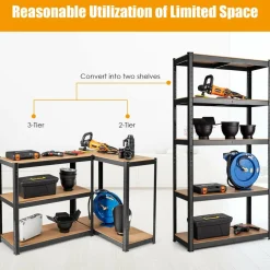 Tangkula Metal Storage Shelves, Heavy Duty Steel 5 Tier, Garage Organization Storage Rack, 36