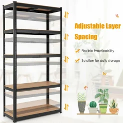 Tangkula Metal Storage Shelves, Heavy Duty Steel 5 Tier, Garage Organization Storage Rack, 36