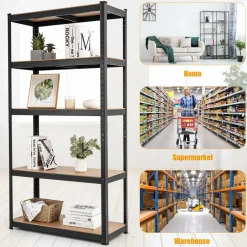 Tangkula Metal Storage Shelves, Heavy Duty Steel 5 Tier, Garage Organization Storage Rack, 36