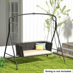 Tangkula Metal Swing Frame, Porch Swing Stand with Extra Side Bars, 3-Ring Design, Heavy Duty Swing Frame Outdoor for Swing