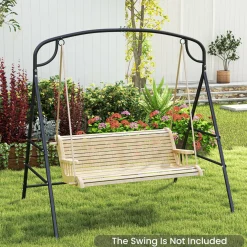 Tangkula Metal Swing Frame, Porch Swing Stand with Extra Side Bars