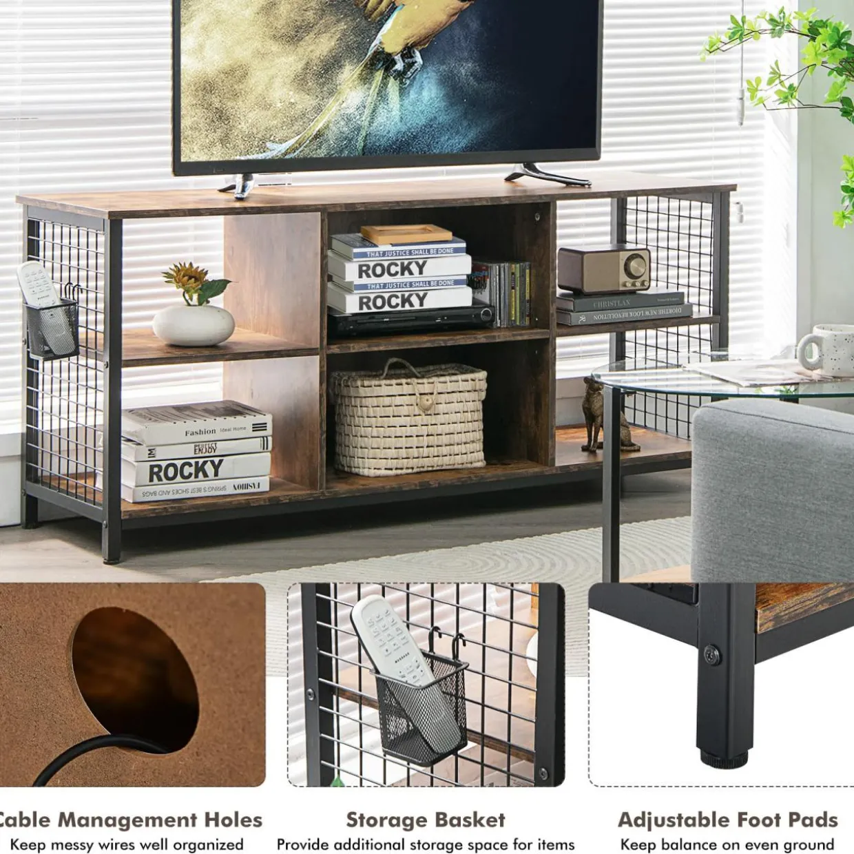 Tangkula Mid Century Modern TV Stand for 65 inch TV