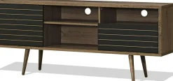 Tangkula Mid-Century Modern TV Stand for TVs up to 65 Inch, Wooden TV Console Table with Storage Shelves