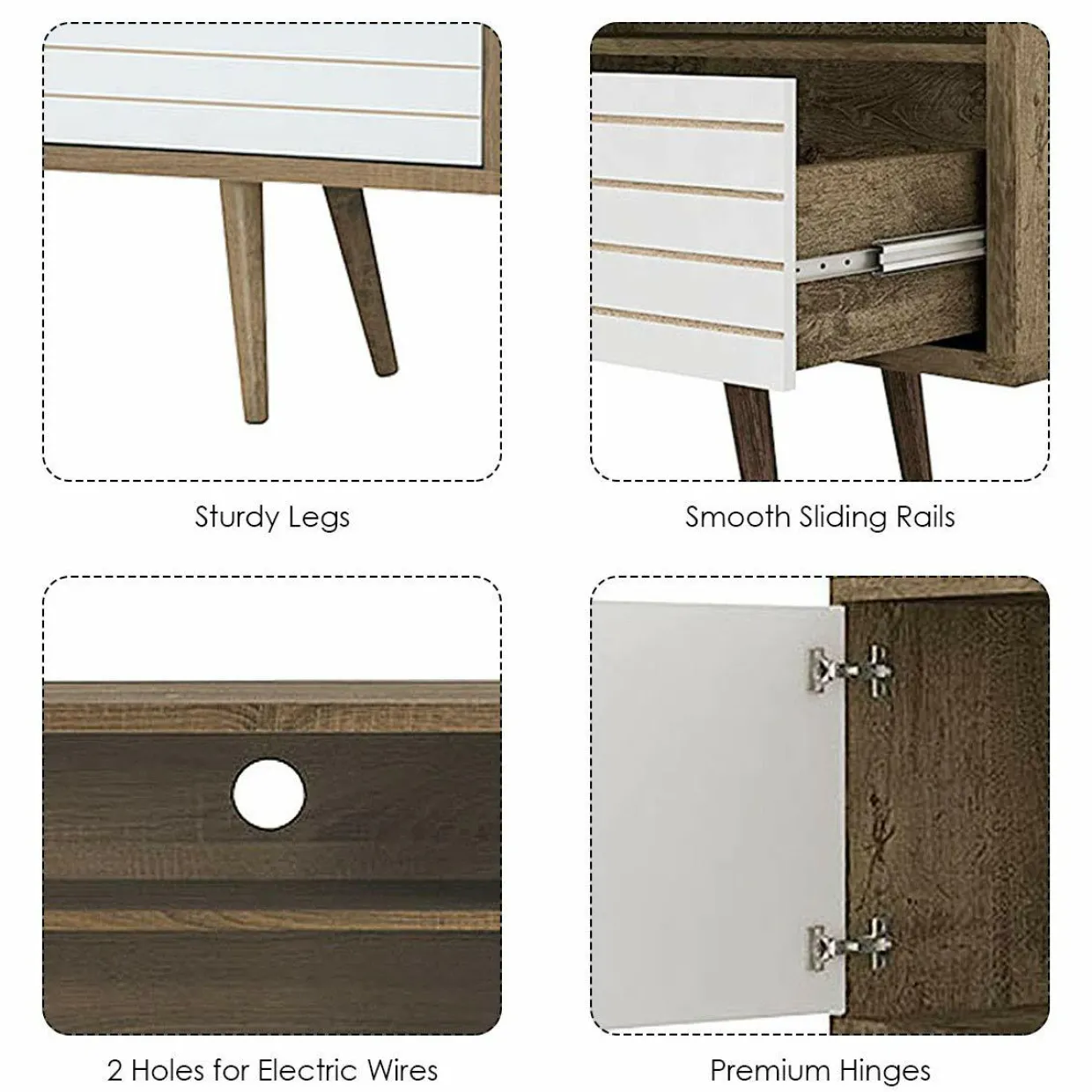 Tangkula Mid-Century Modern TV Stand for TVs up to 65 Inch, Wooden TV Console Table with Storage Shelves