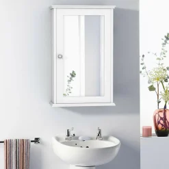 Tangkula Mirrored Bathroom Cabinet, Wall Mount Storage Cabinet with Single Door