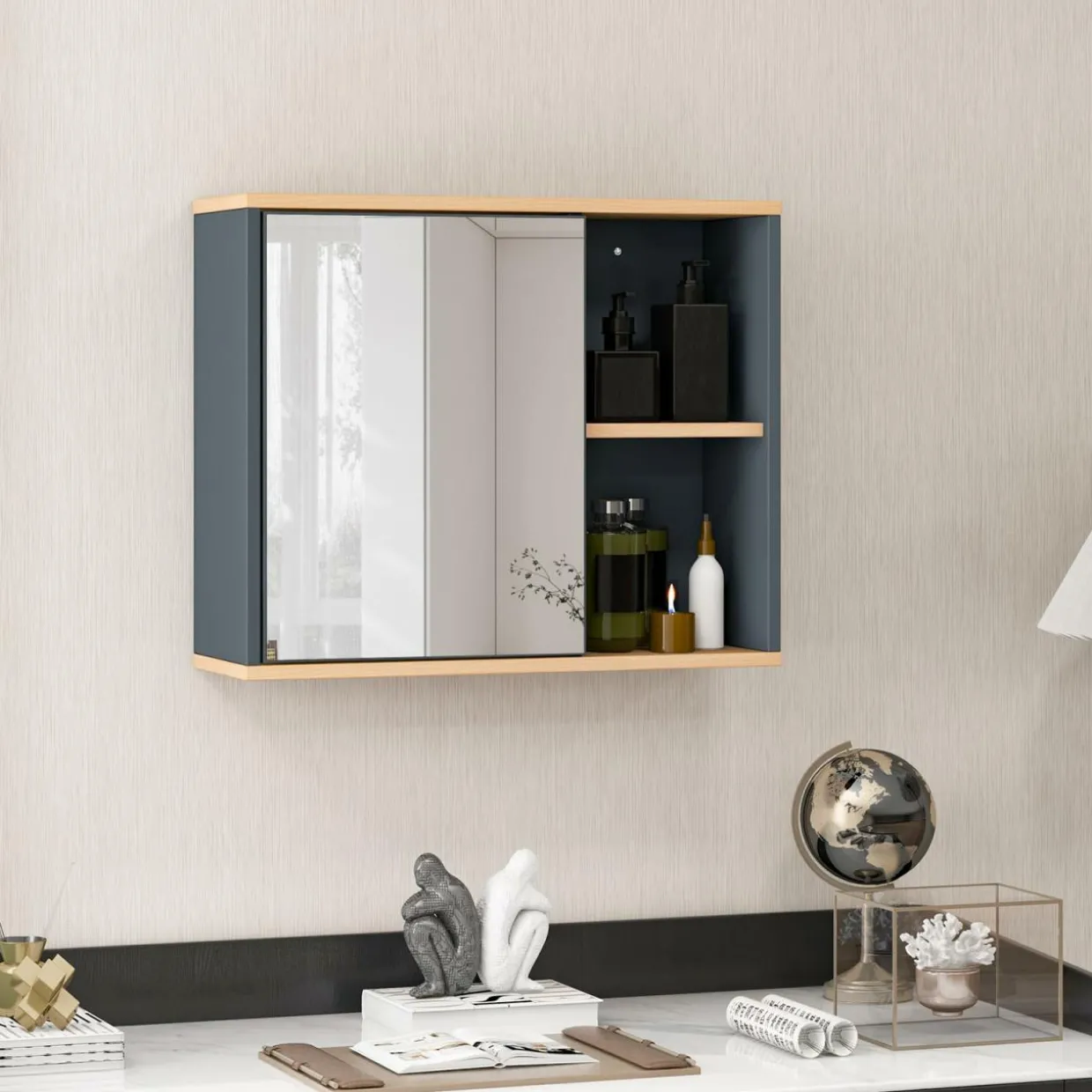 Tangkula Mirrored Medicine Cabinet, Bathroom Wall Mounted Cabinet