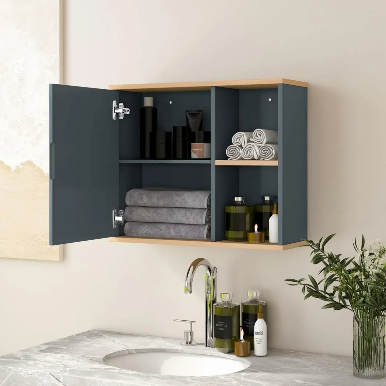 Tangkula Mirrored Medicine Cabinet, Bathroom Wall Mounted Cabinet