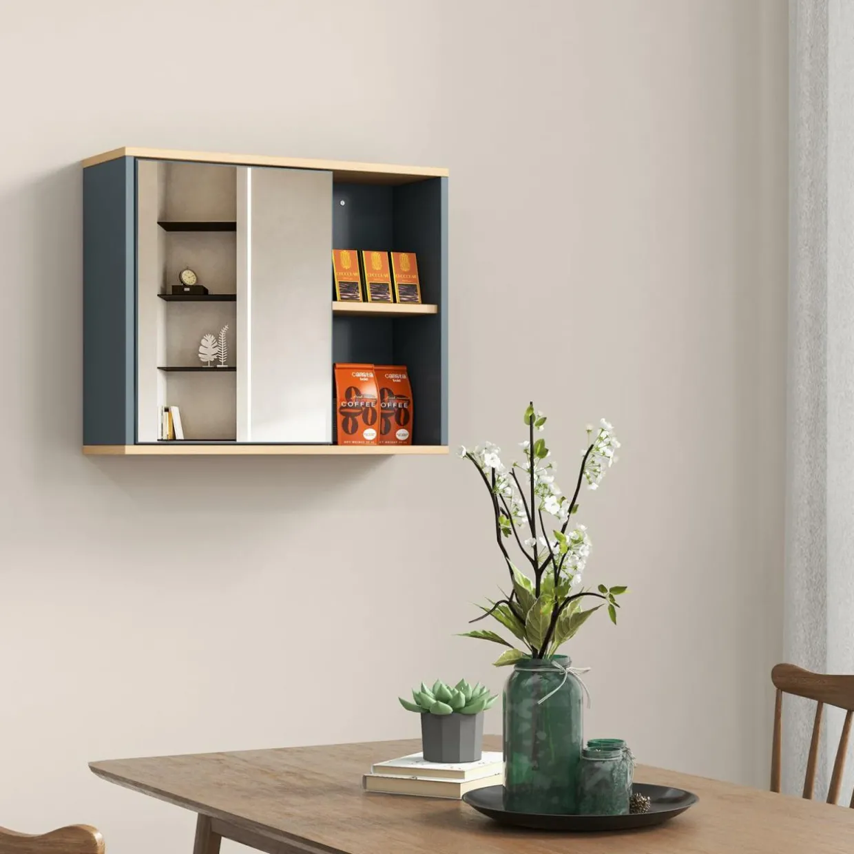 Tangkula Mirrored Medicine Cabinet, Bathroom Wall Mounted Cabinet