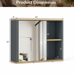 Tangkula Mirrored Medicine Cabinet, Bathroom Wall Mounted Cabinet
