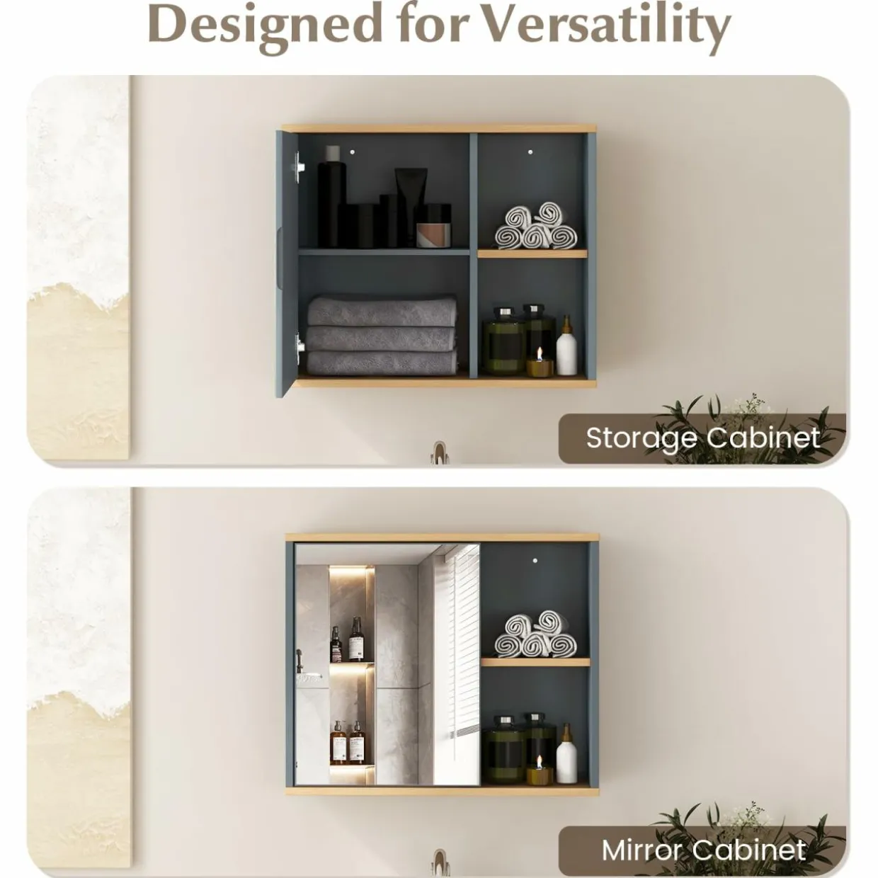 Tangkula Mirrored Medicine Cabinet, Bathroom Wall Mounted Cabinet