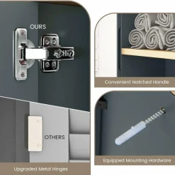 Tangkula Mirrored Medicine Cabinet, Bathroom Wall Mounted Cabinet