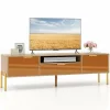 Tangkula Mirrored TV Stand for TV up to 65”, Modern TV Console Table w/Spacious Tabletop