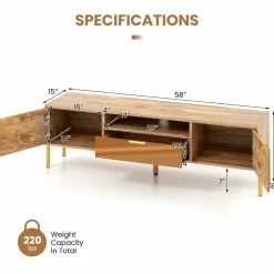 Tangkula Mirrored TV Stand for TV up to 65”, Modern TV Console Table w/Spacious Tabletop