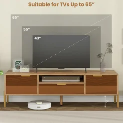 Tangkula Mirrored TV Stand for TV up to 65”, Modern TV Console Table w/Spacious Tabletop