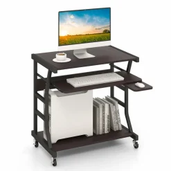 Tangkula Mobile Computer Desk with Keyboard Tray