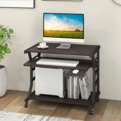 Tangkula Mobile Computer Desk with Keyboard Tray