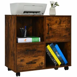 Tangkula Mobile File Cabinet with 2 Drawers, Lateral Filing Cabinet with Wheels