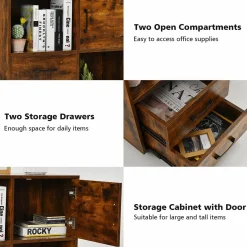 Tangkula Mobile File Cabinet with 2 Drawers, Lateral Filing Cabinet with Wheels