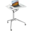 Tangkula Mobile Standing Desk, Pneumatic Sit Stand Laptop Desk with Tablet Holder & 4 Rolling Casters