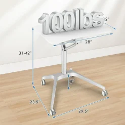 Tangkula Mobile Standing Desk, Pneumatic Sit Stand Laptop Desk with Tablet Holder & 4 Rolling Casters