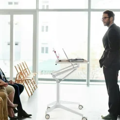 Tangkula Mobile Standing Desk, Height Adjustable Sit to Stand Desk with Detachable Holder