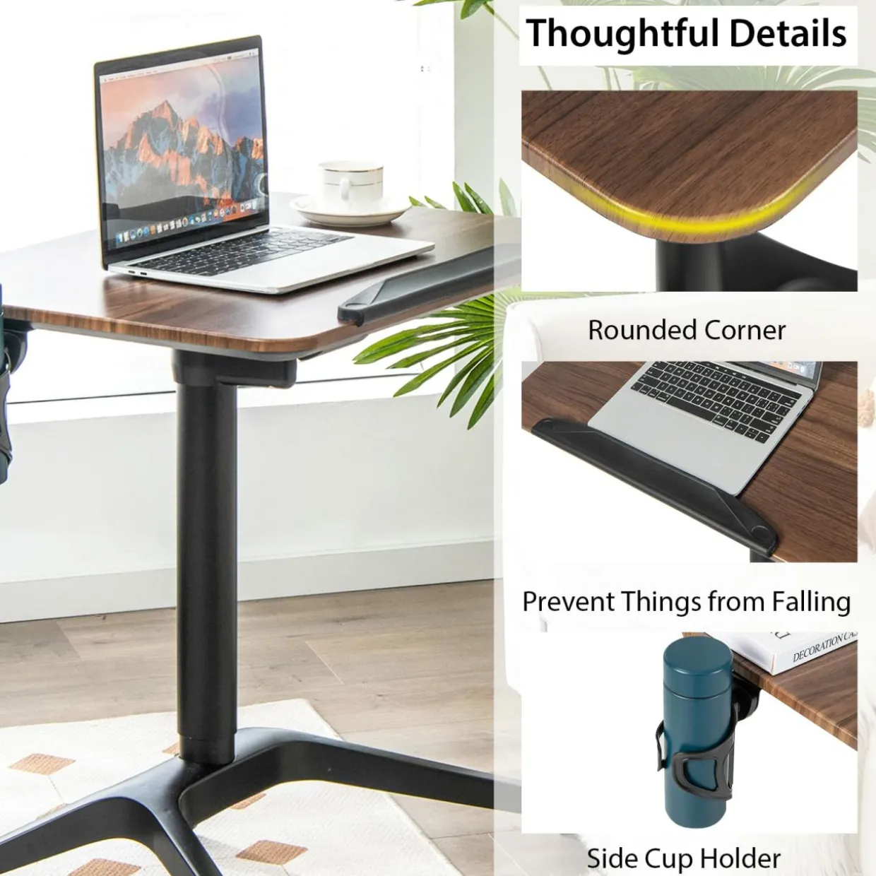 Tangkula Mobile Standing Desk, Height Adjustable Laptop Stand with Anti-Fall Baffle