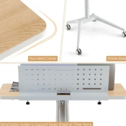Tangkula Mobile Standing Desk, Height Adjustable Sit to Stand Desk with Detachable Holder