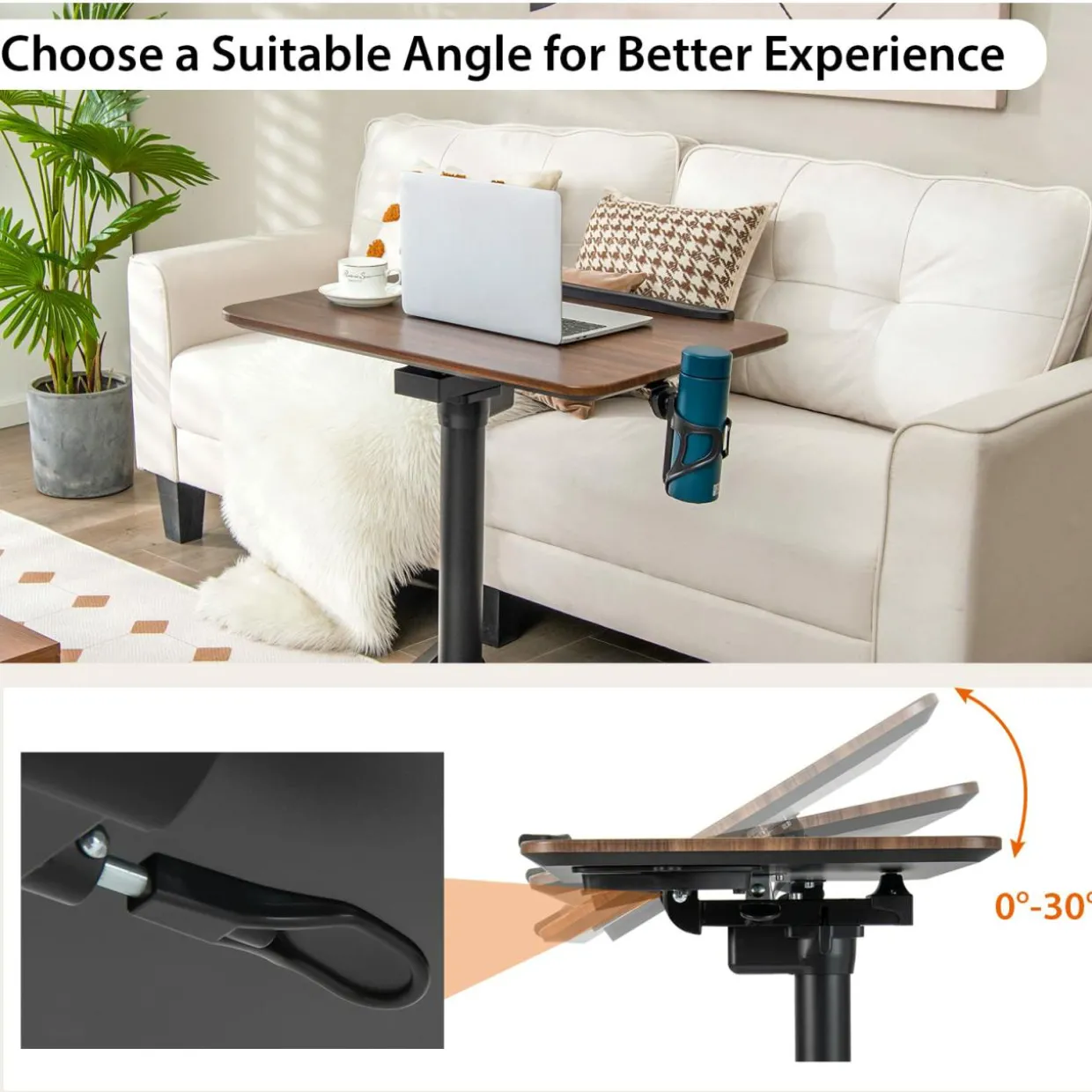 Tangkula Mobile Standing Desk, Height Adjustable Laptop Stand with Anti-Fall Baffle