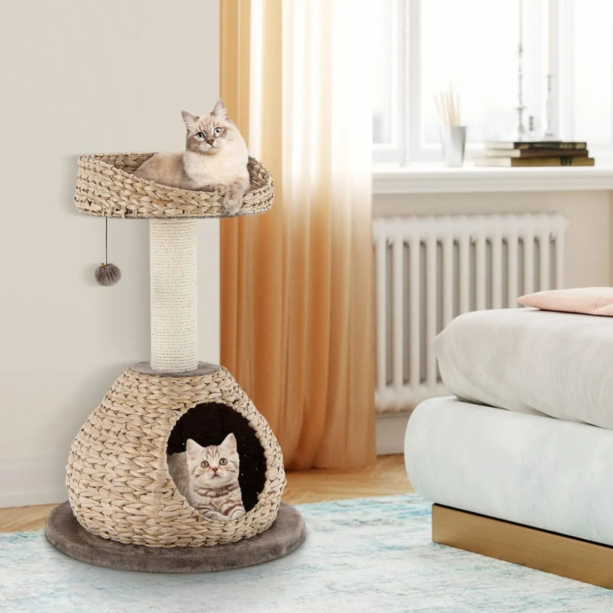 Tangkula Modern Cat Tree for Indoor Cats, Small/Tall Cat Tree with Natural Sisal Scratching Post