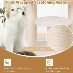 Tangkula Modern Cat Tree, 41 Inch Multi-Level Cat Tower with Cattail Fluff Condo & Top Perch