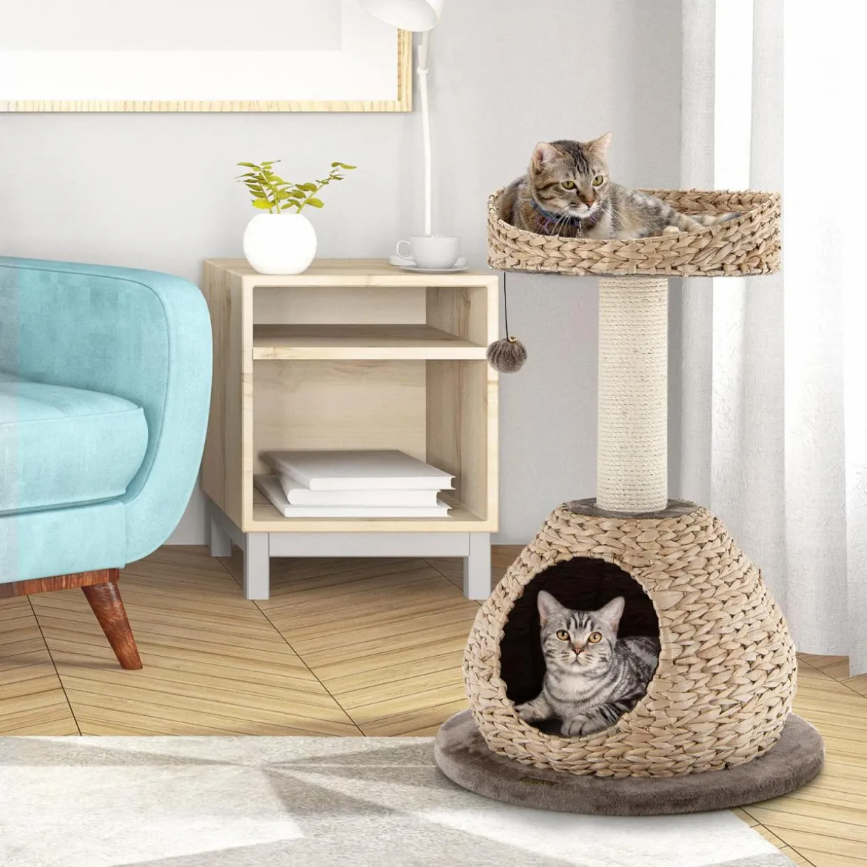 Tangkula Modern Cat Tree for Indoor Cats, Small/Tall Cat Tree with Natural Sisal Scratching Post