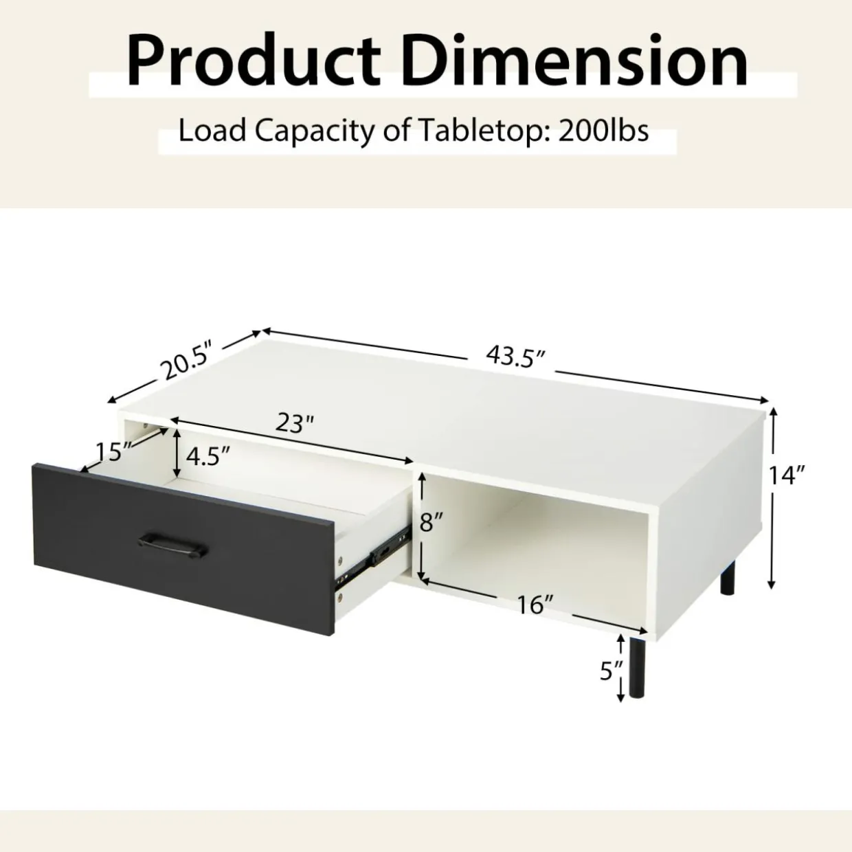 Tangkula Modern Coffee Table, Accent Center Table with Drawer & Shelf, Central Cocktail Table