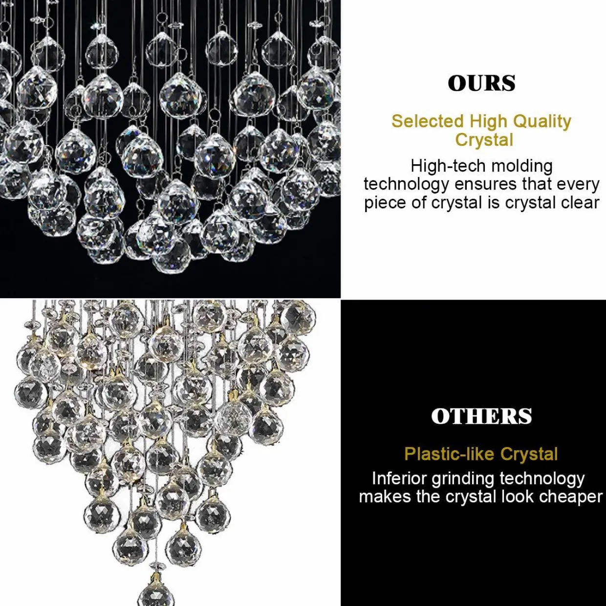 Tangkula Modern K9 Crystal Raindrop Chandelier, Flush Mount LED Ceiling Light Fixture for Living Room, 31.5 x 15.5 inches