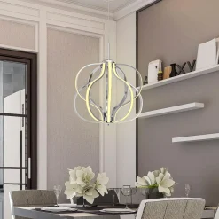 Tangkula Modern LED Chandelier, Dimmable Pendant Light