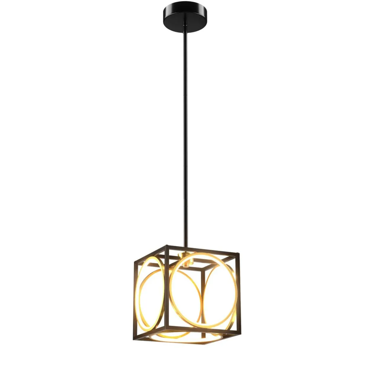 Tangkula Modern LED Pendant Light, Square Ceiling Light Fixture