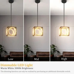 Tangkula Modern LED Pendant Light, Square Ceiling Light Fixture