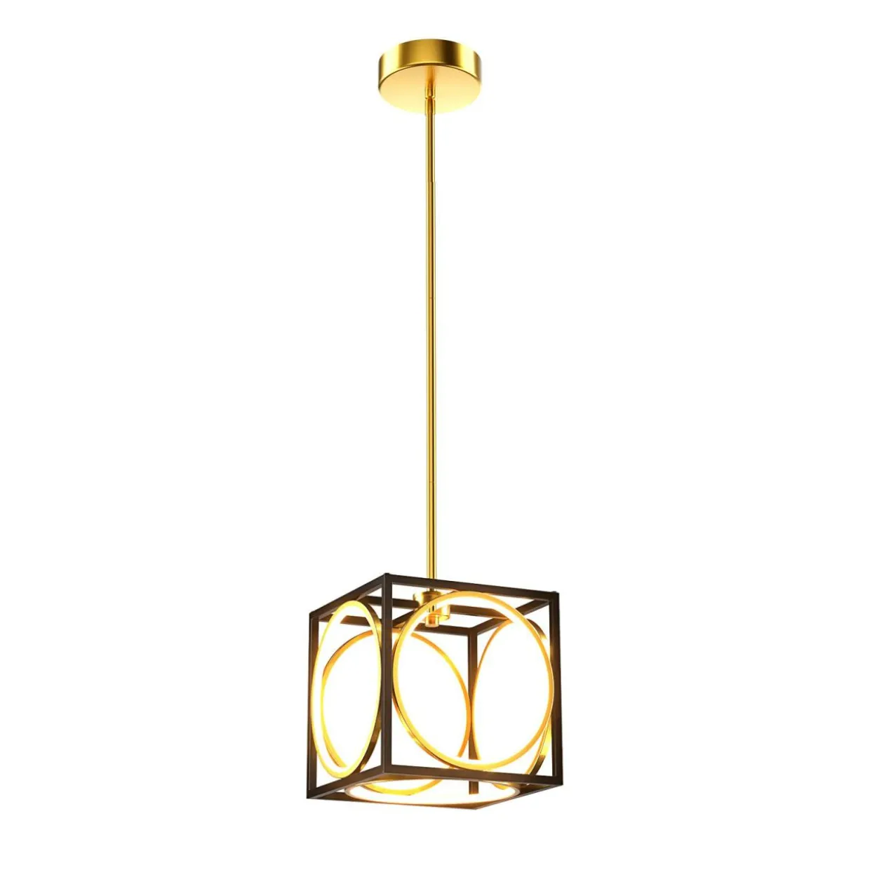 Tangkula Modern LED Pendant Light, Square Ceiling Light Fixture