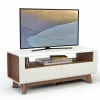 Tangkula Modern TV Stand with Drawers, Wood Entertainment Center for TVs up to 50 Inch